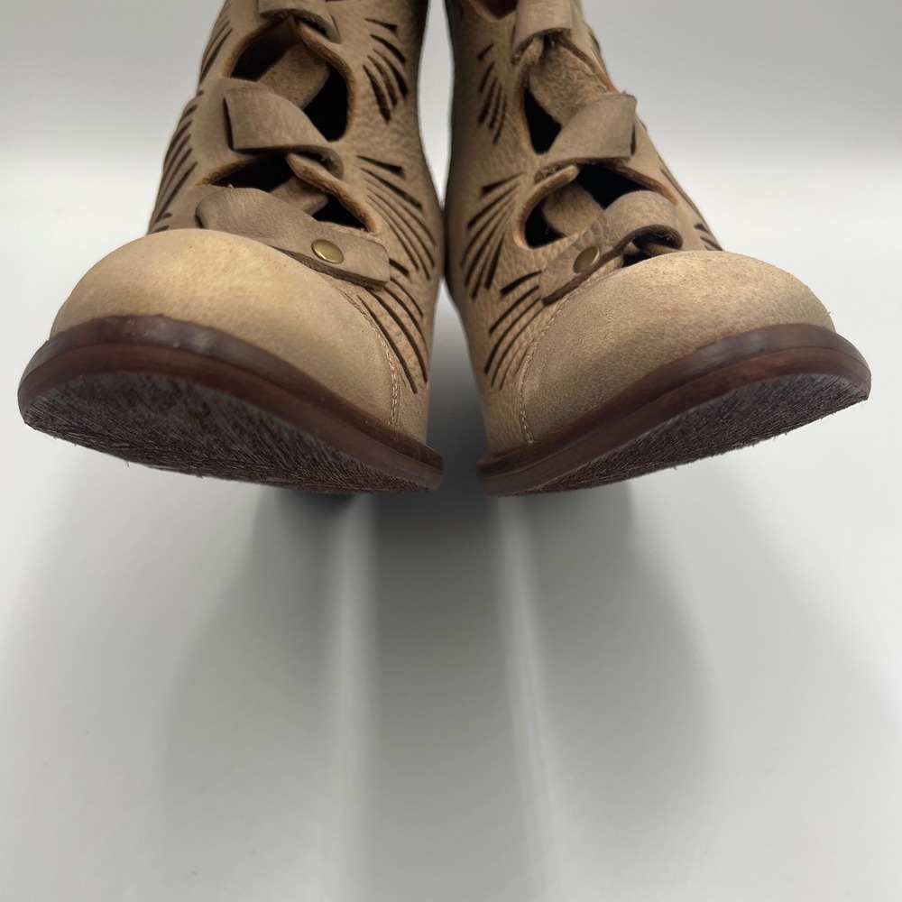 Veracruz Mallory Distressed Leather Cutout Booties EU 39 Tan Boho Made Spain - Picture 6 of 11